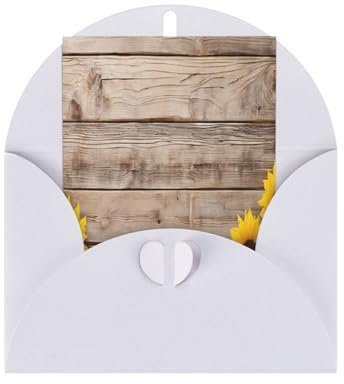(Sonnenblumen-Holzbrett) Druck, hochwertige Perlglanz-Grußkarten mit weißen Umschlägen, schimmernde Geburtstags-, Weihnachts- und Hochzeitskarten, innen blanko.