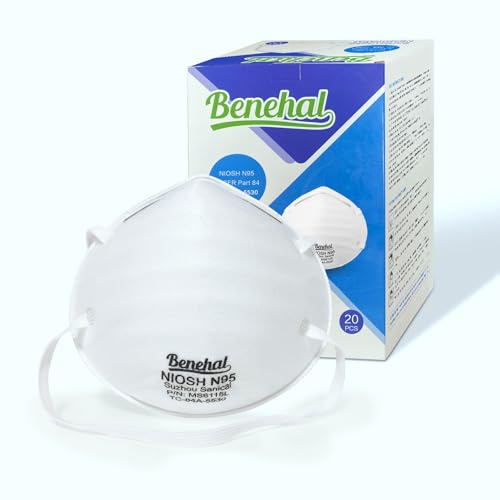 benehal NIOSH Approved n95 masks for adults, 20 Pack, Breathable Cup Dust Disposable Face Masks For Teenager, Universal Fit