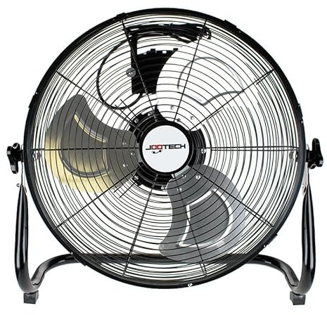 JooTech Bodenventilator | Ø45 cm | 3 Geschwindigkeitsstufen | 100 Watt | Windmaschine | Standlüfter | Raumkühler | Ventilator | Power Lüfter | Schwarz | Metall Ventilator