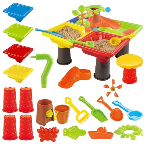 Outdoor Sand Table, Sensory Water and Sandbox Playset, Interactive Activity Center for Toddler and Kids, Ideal for Summer Backyard, Garden, Beach, Camping, Pool, and Party Fun