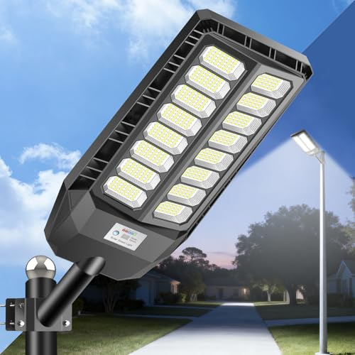 JADIDIS 3500W Lampes solaires d'extérieur avec détecteur de mouvement Lampadaire solaire Lampes solaires d'extérieur 480 LED de qualité professionnelle 4 modes IP67 Étanche -20~60 °C Faible perte 6500