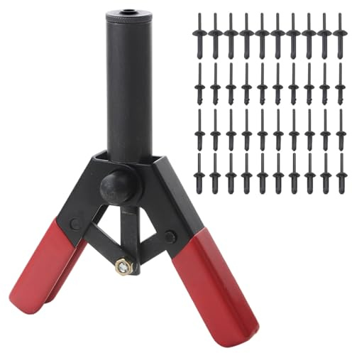 41PCS Rivet Gun Kit with 4 Sizes Plastic Rivet, Carbon Steel Removal Tool with Comfortable Grip for Fastening Door Panels and Car Trim Gun Kit Plastic Tool Removal
