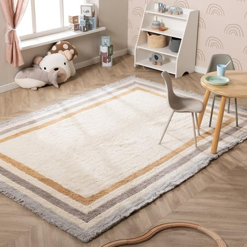 FRAAI | Home & Living Waschbarer Kinderteppich - Milo Grau - 120x170 cm | Kante - Krabbeldecke - Spielmatte - Kinderzimmer, Babyzimmer, Jugendzimmer - Jungen - Mädchen