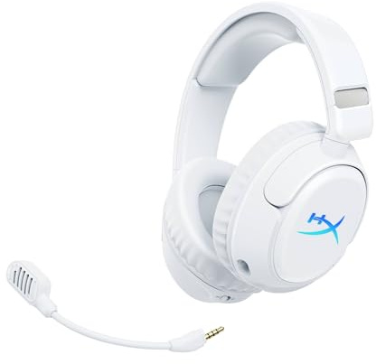 HyperX Cloud Flight 2 – Auricular Gaming inalámbrico, Luces RGB Personalizables, batería 100 Horas, Dual Wireless 2.4GHz y Bluetooth, Instant Pair, PC/PS/Switch/Móvil, Blanco