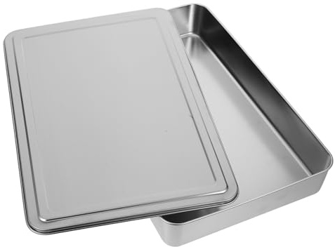Ciieeo Plaque de Cuisson Rectangulaire Inox avec Couvercle Hermétique Moule Pâtisserie Multifonction pour Four Cuisson Uniforme Brownies Gâteaux et Plats Mijotés Rangement Alimentaire