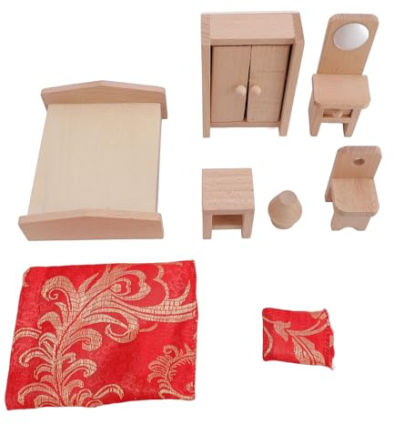 Riuulity Ensemble de Meubles de Chambre à Coucher pour Maison de Poupée Exquis, Jouet Miniature pour Enfants, Ensemble de Meubles de Simulation, Jouets avec des Détails Riches, Mini Léger pour