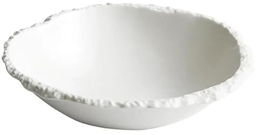 Assiettes Service de Table Bol À Soupe En Céramique Blanche Simple, Cuisine Restaurant Vaisselle Spéciale Texture Créative Salade Bols Nouilles Assiette Dîner(A 12inch)