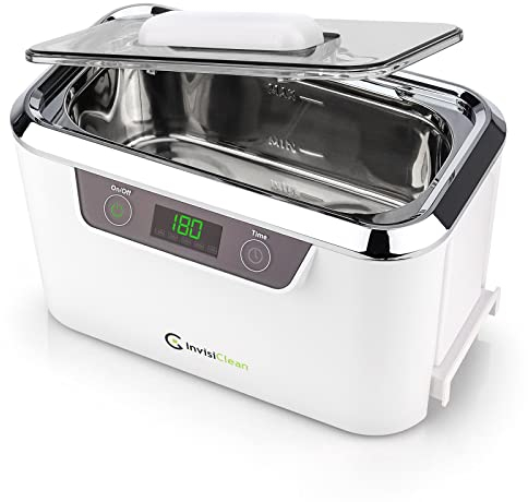 InvisiClean Professional Ultrasonic Cleaner Machine | Electronic Silver Jewelry Cleaner for Eyeglass/Dentures/Diamond Ring | Pro Elite Model with Stainless Steel Tank for Retainer