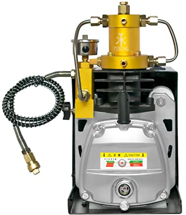 TUXING Pcp Luftkompressor, 4500Psi/30Mpa/300Bar Tauchkompressor, Hochdruck-Elektrokompressor mit Wasser/Ventilator Dual Cooling System für Pcp Luftgewehr, Tauchtank Aufladung Gold