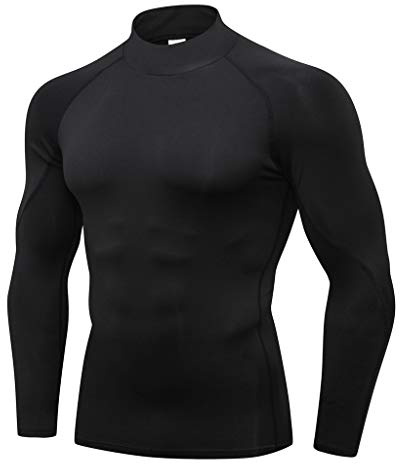 FRAUIT Maglietta Uomo Manica Lunga Maglia Termica Uomo Collo Alto Maniche Lunghe T Shirt Uomo Divertenti Strane Maglie Compression Asciugatura Rapida da Corsa Maglia Ciclismo Dimagrante