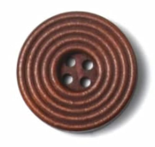 60 Stück edle Holzknöpfe Knöpfe Ø ca. 25mm rund Rillen-Muster 4 Loch kaffeebraun braun