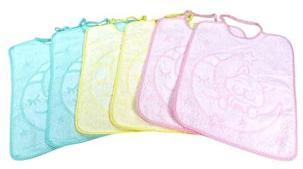 Set mit 6 Kindergläsern JACK © cm. 30x39 Größe Maxi Lätzchen mit Gummizug aus reiner Baumwolle - 6 Stück BAMBINA FEMMINA