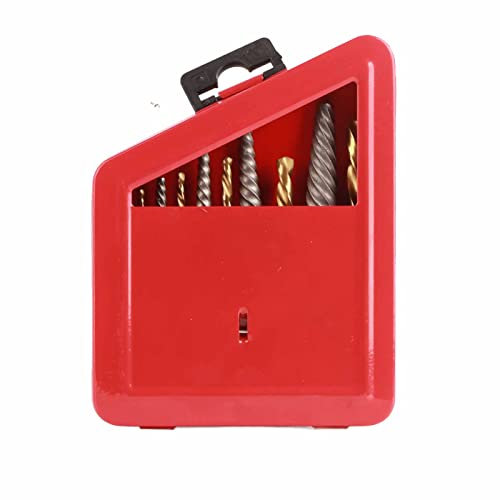 10pcs Screw Extractor verschiedene Größen Alloy Steel Bohrer für Sechskantschrauben und Bolzen, mit Metallgehäuse, Abzieher für gebrochenen Draht