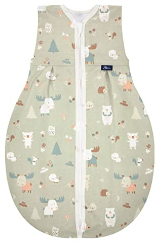 Alvi Baby Kugelschlafsack Molton Baby Forest/Leichter Sommerschlafsack ohne Ärmel/Alvi Kinderschlafsack unwattiert TOG 0,5 / Babyschlafsack waschbar für Jungen Mädchen