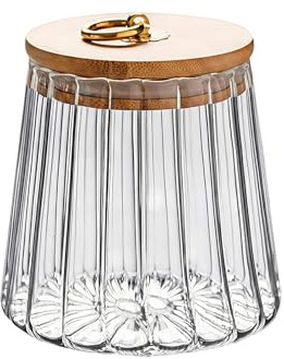 Upstore Klarglas 650 ml mit luftdichtem Deckel aus Akazienholz für Kaffeebohnen, Tee, Gewürze, Zucker, Kekse, Nüsse, Süßigkeiten