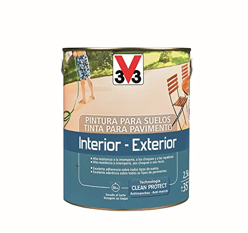 V33 Pintura Suelos Interior Exterior Rojo Laca Satinado 2,5L