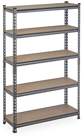 Relaxdays Schwerlastregal, HBT: 153x91x30,5 cm, Traglast: 1800 kg, 5 Ebenen, zum Stecken, Keller & Garage, Stahl, grau