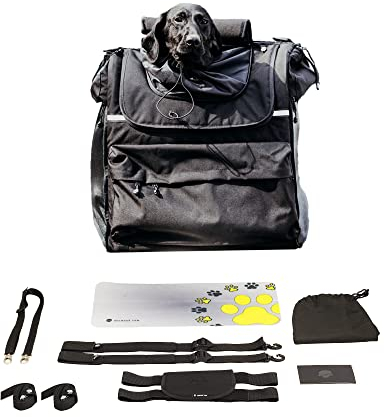 DEEMEED Motorrad-Hundetragetasche für große Hunderassen (~ 11,3–20 kg), wasserdicht, tragbar, dreifaches Belüftungssystem, Motorradtasche für Sissybar, Gepäckträger oder Sitz. (L)