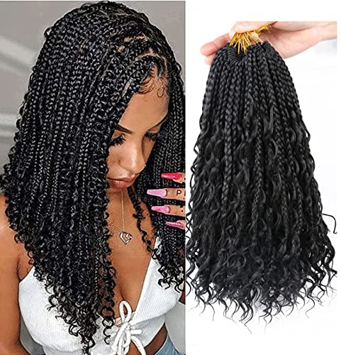 WoWCFyyds Häkelnadeln, 35,6 cm, 35,6 cm, Goddess Box, Zöpfe, Häkeln, lockiges Haar, 3 x synthetische Zöpfe, Haarverlängerung für schwarze Frauen (1B/Black)