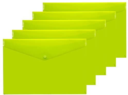 eco-eco eco035GREEN Dokumentenmappe mit Druckknopf, A4+, 50% recycelt, transparent, Kunststoff, Grün, 5 Stück
