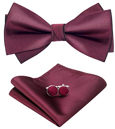 HOULIFE Fliege Herren Set Verstellbare Fliege aus Satin Vorgebunden Fliege | Verstellbares Band, Einheitsgröße für alle, Leicht zu tragen, Geschenkbox-Paket, für Party & Hochzeit