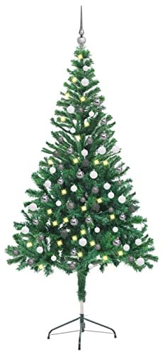 MOONAIRY Sapin de Noël Artificiel, Arbre de Noël Décoration de Noël Arbre de Noël Artificiel Arbre de Noël Artificiel avec LED et Boules 150 cm 380 Branches Ht