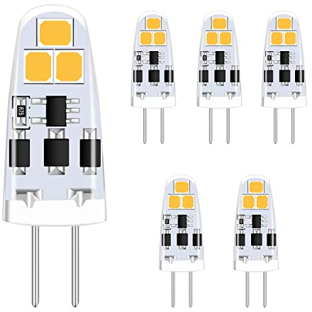 TIAFELNGLY Dimmbar G4 LED Lampen 2W, Kein Flimmern 12V G4 LED Warmweiss Energiesparende Glühbirnen AC/DC 12-24V 360 Grad Winkel Birne G4-6er Pack