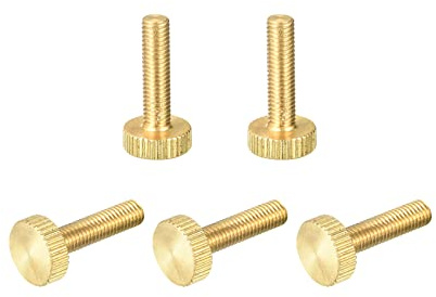 sourcing map 5 Stück Rändelschrauben M5x20mm Flache Messing Bolzen Griffknöpfe Befestigung für PC Elektronisch Mechanisch