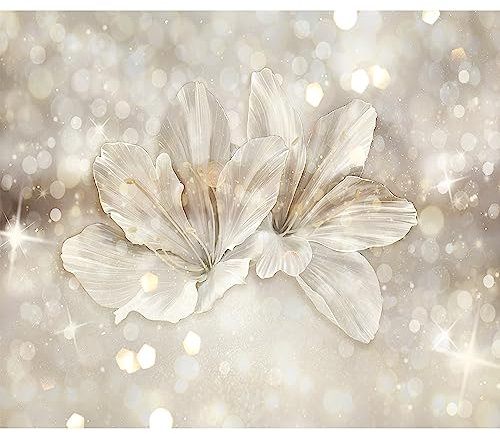 murando Fototapete Premium-Vlies Blumen Lilien 350x256cm Foto Tapete Schlafzimmer Wohnzimmer Vliestapete XXL Wandtapete Motivtapeten Bildtapete 3d Effekt Wand Dekoration Natur 3D Effekt bokeh beige