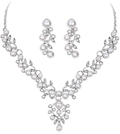 Cangall Braut Schmuckset für Damen, Strass Kristall Hochzeit Schmuckset, Glitzernde Halskette Anhänger Ohrringe Set, Braut Brautjungfer Schmuck Sets für Frauen Mädchen zur Hochzeit Verlobung Prom