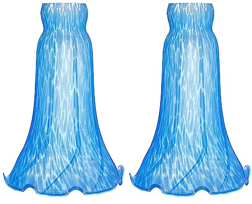 ANYONGLU Lily Lampshade Only 2 Pack Navy Blue Tulip Flower Glass Lamp Shade Replacement Tiffany Style Lily Table Floor Lampshade Replacement