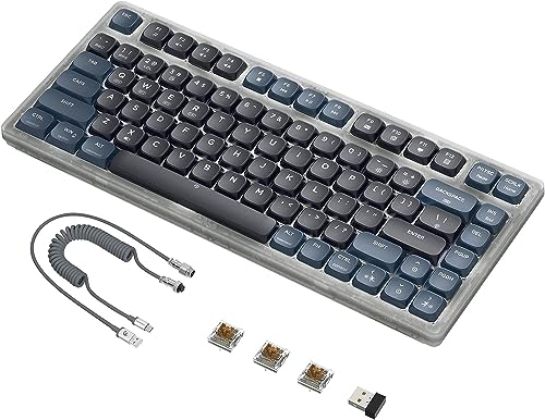 AJAZZ AK832 Mechanische Tastatur, 75% Low Profile Wireless, Bluetooth 5.1, 2.4G, Kabel, Ultradünn, Air75, G213, Windows & Mac OS - Brown Switch