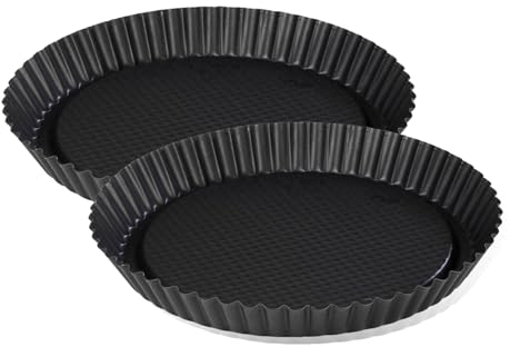 Zenker 9914450 Lot de 2 plats à tarte renversée 30 cm, plat à tarte, moule à tarte, 2 moules pour tartes renversées, Acier, Noir, 30 x 30 x 3 cm