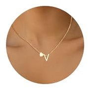 HSWYFCJY Halskette Damen Silber Gold Herz Kette mit Buchstabe 316L Edelstahl Initialen Anhänger A-Z Namenskette Längen 45+5cm Personalisierte Schmuck Geschenke für Frauen Mädchen