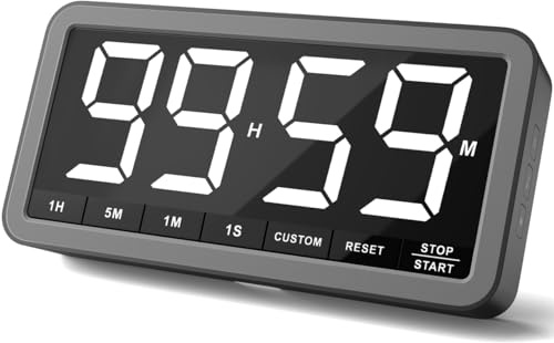 VOCOO Uppladdningsbar digital kökstimer: 19,8 cm extra stor magnetisk LED-timer med 3 ljusstyrkor, 4 larm och 4 volymnivåer, batteridriven nedräkningstimer för matlagning, klassrum, hemmagym