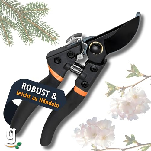 Gardazon Sécateur avec lame en acier japonais SK5 (diamètre 25 mm) – Sécateur idéal pour les fleurs et les arbustes, sécateur avec poignée antidérapante, lame huilée, convient aux petites mains