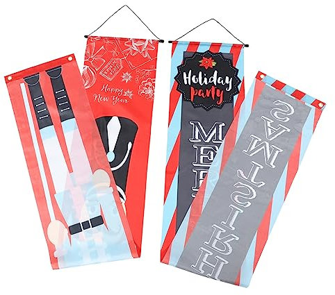 PRETYZOOM 1paar Weihnachtlicher Türbanner Mit Nutcracker-design Wiederverwendbar Für Innen Und Außendekoration Für Veranda Garten Und Weihnachtsbaum