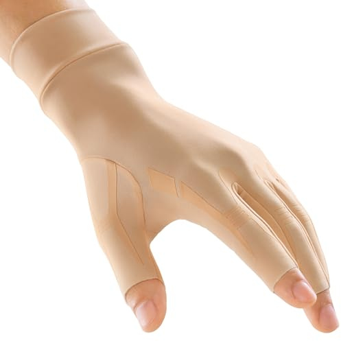 FREETOO Support Arthritis Gloves Women Men, Fingerless Compression Gloves with Grip for Sleeping Work, Orthopedic Hand and Finger Support Gloves for Carpal Tunnel, Swelling, Rheumatism, Tendinitis