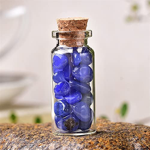 EKFBQBGW 1 Pcs Natural Crystal Glass Wishing Bottle Home Decor Stone Natural Polished Stones Lucky Drifting Bottle Birthday Gifts (Color : Blue Agate, Size : 80x22mm) Home Collections