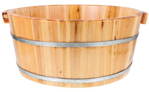minkissy Seau de bain de pieds en bois, baignoire en bois pour tremper les pieds, bassin de pédicure de 36 cm, seau de massage des pieds, spa pour les pieds, lavabo pour la maison et le sauna