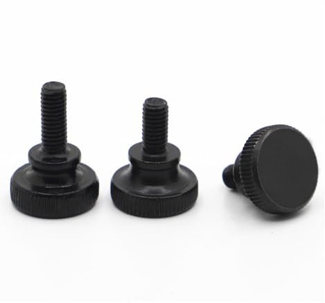 Manoud 10 Stück schwarzer Stahl Rändel High Step Head Rändelschraube M3 M4 M5 M6 M8 M10 Vorhangwand Glas Lock Rändelschraube einstellen(8mm,M5 10pcs)