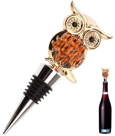 Owl Zinc Alloy Wine Stoppers Cute Durable Crystal Owl Wine Stopper Eye-Catching Glass Animal Shape Wine Bottle Stopper for Wine Lovers Wine Cork