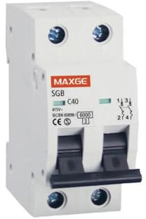 Interruttore automatico 2 poli 10 A, protezione elettrica, ideale per circuiti di illuminazione e piccoli elettrodomestici.