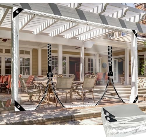 DGSFES Bâche de Protection Exterieur Bache Transparente avec œIllets 2,4mx2,5m,600g/m² Bache Epaisse PVC Impermeable avec 2 Porte Fermeture Eclair pour Terrasse Serre Jardin Pergola Poule