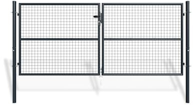 Casanoov Portail Grillage OLGA 3x1,3 m Gris Anthracite – Portail Battant 2 Vantaux avec Poteaux Inclus – Acier Galvanisé – Résistant Intempéries Anti-Corrosion – Kit Complet 285x125 cm