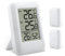 Termómetro digital inalámbrico para medición de temperatura interior y exterior, LCD, comprobador de ambiente, color blanco con dos receptores, medidor de temperatura y humedad