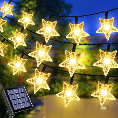 Fohil Solar Lichterkette Außen, 12M 100LED Sterne Lichterkette Aussen Solar IP65 Wasserdicht Solar Weihnachtsbeleuchtung Außen 8 Modi Weihnachtsdeko Aussen für Garten Weihnachtsbaum Party Hochzeit