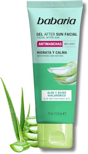 Babaria - After Sun Facial Con Aloe Vera Y Acido Hialuronico | Crema Antimanchas Facial Mujer Y Hombre | Crema Hidratante Facial | Crema Facial Para Todas Las Pieles