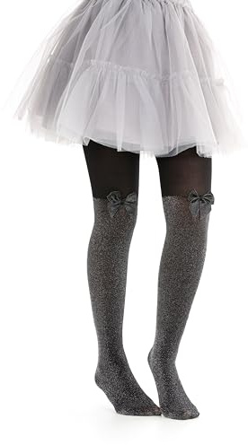 Gi&Gi Medias para Niña con Diseño de Conejo y Gato, Estampado Animal con Moño Decorativo, 80 Den, Colores Gris y Burdeos (FR/ES, Edad, 4 años, 6 años, Regular, plata tenue)