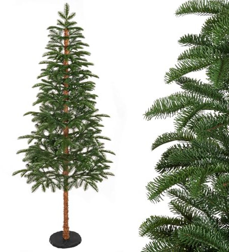 Yorbay 180 cm Künstlicher Weihnachtsbaum Naturgetreuer PE Schmaler Tannenbaum mit Scheibenbasis und Simulierter Baumstamm für Heim Geschäft Weihnachtsdeko